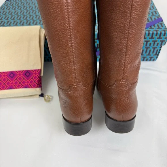 TORY BURCH Boots Brown Leather Tall Jolie Riding Boots 6.5 - Picture 4 of 14